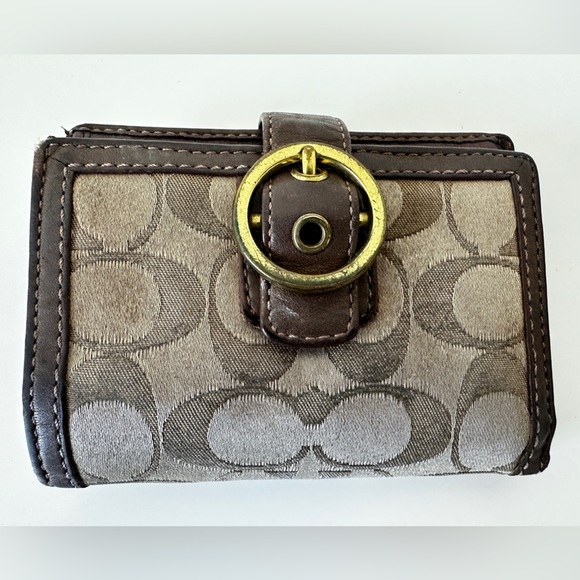 Coach Tan and Gold Signature Wallet - Picture 1 of 6